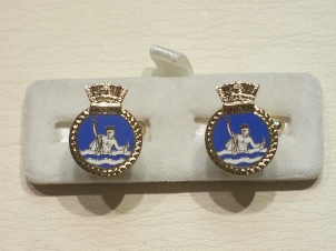 HMS Ocean enamelled cufflinks - Click Image to Close